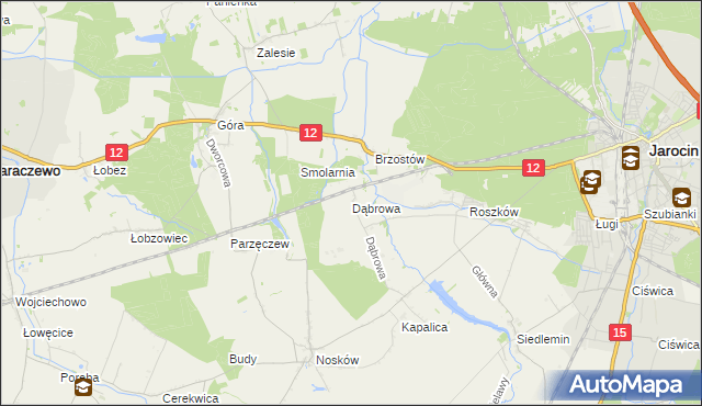 mapa Dąbrowa gmina Jarocin, Dąbrowa gmina Jarocin na mapie Targeo