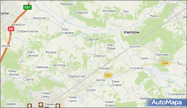 mapa Dobczyn gmina Klembów, Dobczyn gmina Klembów na mapie Targeo