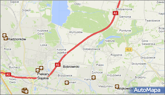 mapa Dobieszowice gmina Bobrowniki, Dobieszowice gmina Bobrowniki na mapie Targeo