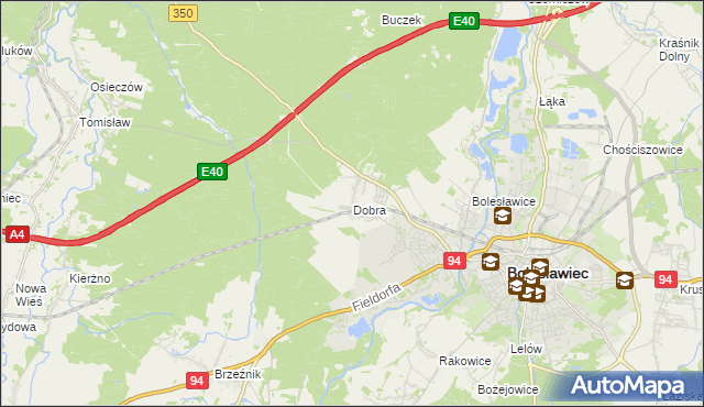 mapa Dobra gmina Bolesławiec, Dobra gmina Bolesławiec na mapie Targeo