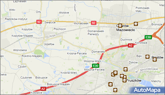 mapa Domaniewek gmina Brwinów, Domaniewek gmina Brwinów na mapie Targeo