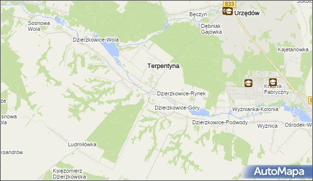 mapa Dzierzkowice-Rynek, Dzierzkowice-Rynek na mapie Targeo