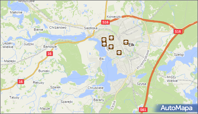 mapa Ełk powiat ełcki, Ełk powiat ełcki na mapie Targeo