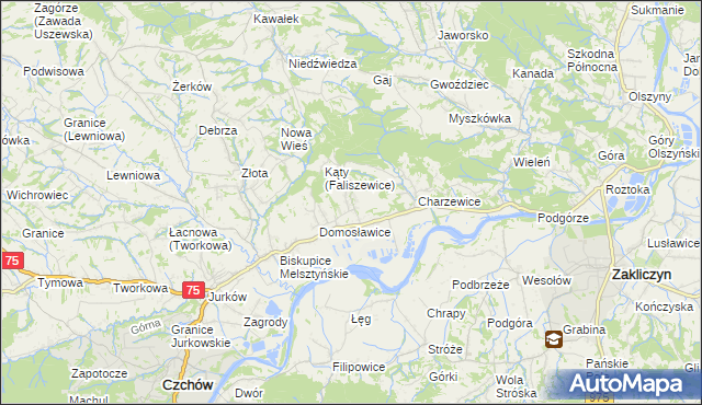 mapa Faliszewice, Faliszewice na mapie Targeo