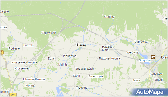 mapa Giełzów gmina Drzewica, Giełzów gmina Drzewica na mapie Targeo