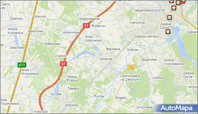 mapa Głosków gmina Piaseczno, Głosków gmina Piaseczno na mapie Targeo