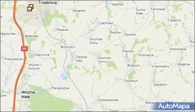 mapa Głuchów Górny, Głuchów Górny na mapie Targeo