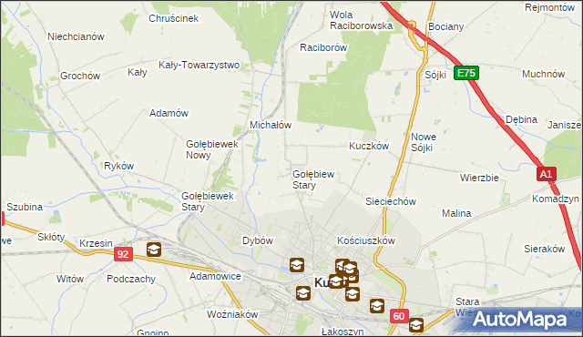 mapa Gołębiew Stary, Gołębiew Stary na mapie Targeo