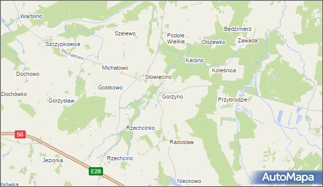 mapa Gorzyno, Gorzyno na mapie Targeo