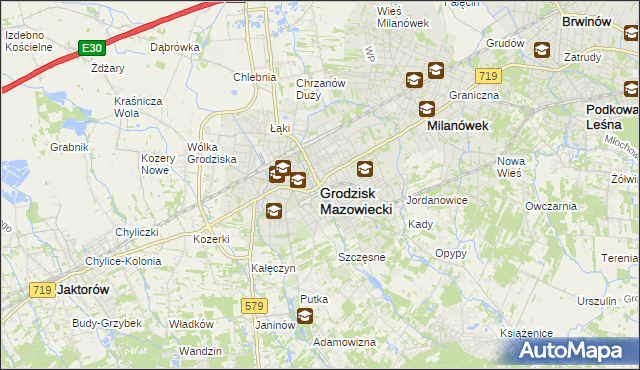 mapa Grodzisk Mazowiecki, Grodzisk Mazowiecki na mapie Targeo