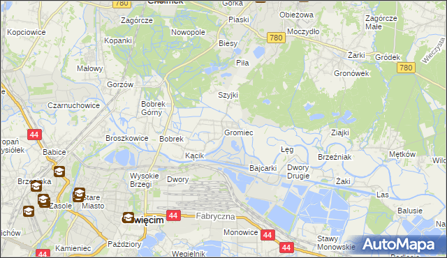 mapa Gromiec, Gromiec na mapie Targeo