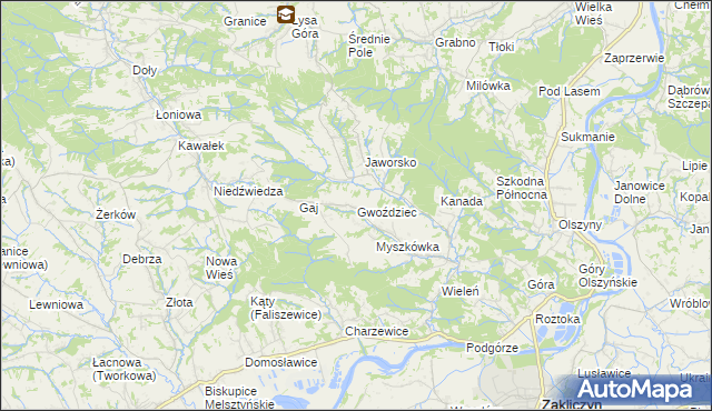 mapa Gwoździec gmina Zakliczyn, Gwoździec gmina Zakliczyn na mapie Targeo