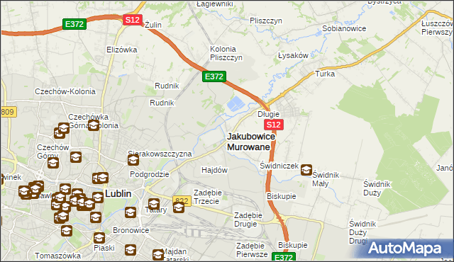 mapa Jakubowice Murowane, Jakubowice Murowane na mapie Targeo