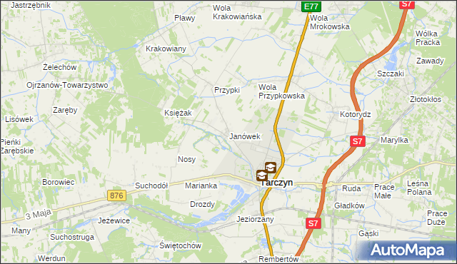 mapa Janówek gmina Tarczyn, Janówek gmina Tarczyn na mapie Targeo