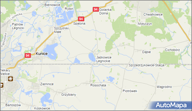 mapa Jaśkowice Legnickie, Jaśkowice Legnickie na mapie Targeo