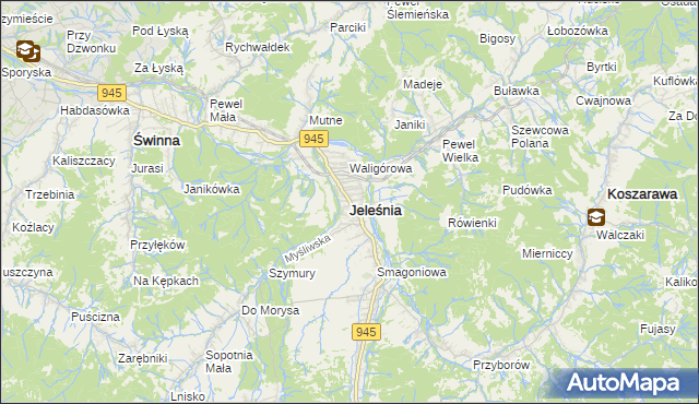 mapa Jeleśnia, Jeleśnia na mapie Targeo