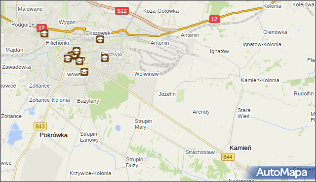 mapa Józefin gmina Kamień, Józefin gmina Kamień na mapie Targeo