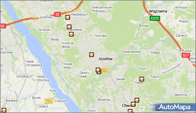 mapa Józefów powiat otwocki, Józefów powiat otwocki na mapie Targeo