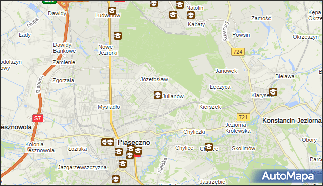 mapa Julianów gmina Piaseczno, Julianów gmina Piaseczno na mapie Targeo