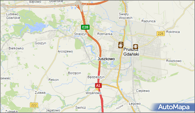 mapa Juszkowo, Juszkowo na mapie Targeo