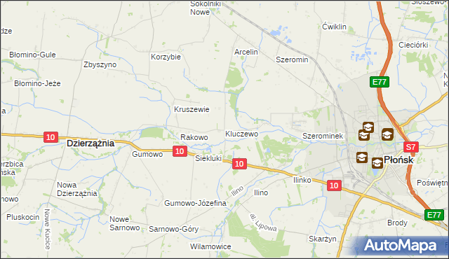 mapa Kluczewo gmina Płońsk, Kluczewo gmina Płońsk na mapie Targeo