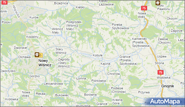 mapa Kobyle gmina Nowy Wiśnicz, Kobyle gmina Nowy Wiśnicz na mapie Targeo