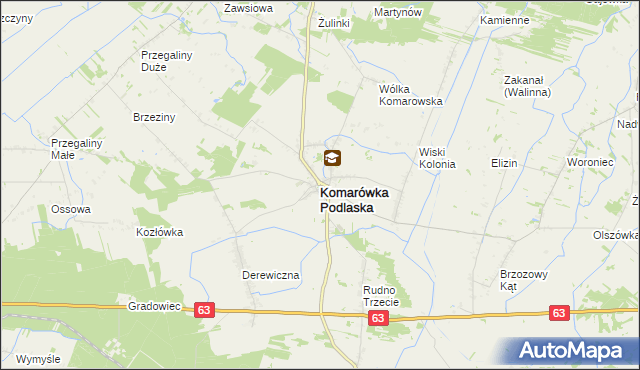 mapa Komarówka Podlaska, Komarówka Podlaska na mapie Targeo