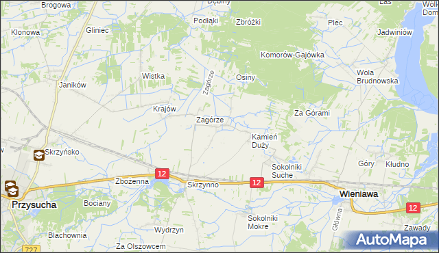 mapa Komorów gmina Wieniawa, Komorów gmina Wieniawa na mapie Targeo