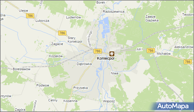 mapa Koniecpol, Koniecpol na mapie Targeo