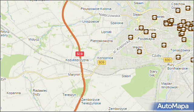 mapa Konopnica powiat lubelski, Konopnica powiat lubelski na mapie Targeo