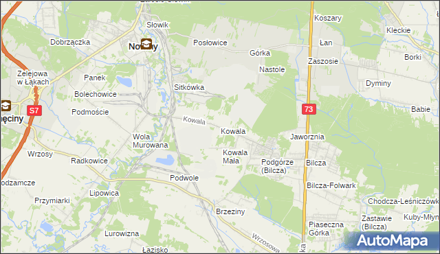 mapa Kowala gmina Sitkówka-Nowiny, Kowala gmina Sitkówka-Nowiny na mapie Targeo