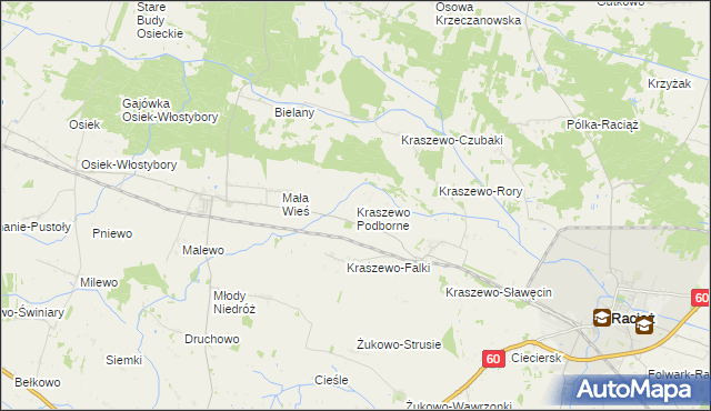 mapa Kraszewo Podborne, Kraszewo Podborne na mapie Targeo