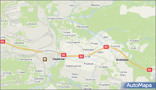 mapa Krzykawa, Krzykawa na mapie Targeo