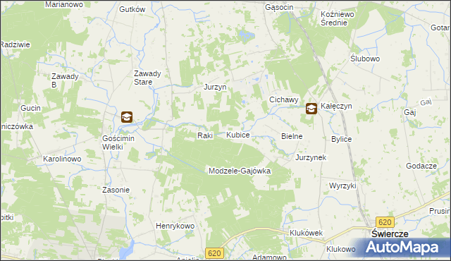 mapa Kubice gmina Nowe Miasto, Kubice gmina Nowe Miasto na mapie Targeo