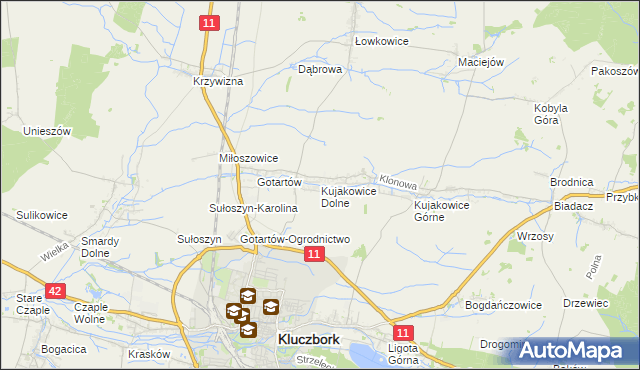 mapa Kujakowice Dolne, Kujakowice Dolne na mapie Targeo