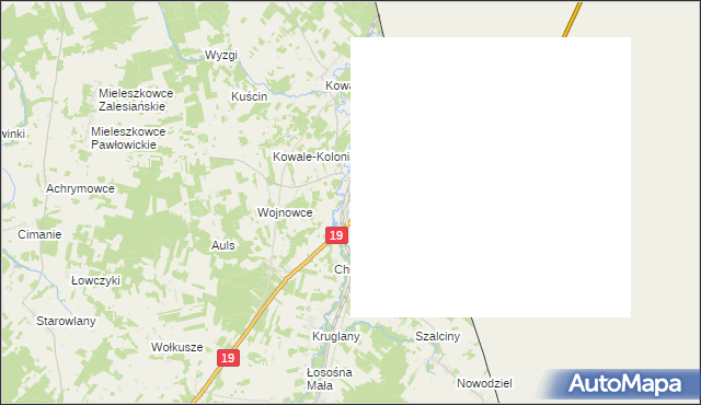 mapa Kuźnica powiat sokólski, Kuźnica powiat sokólski na mapie Targeo