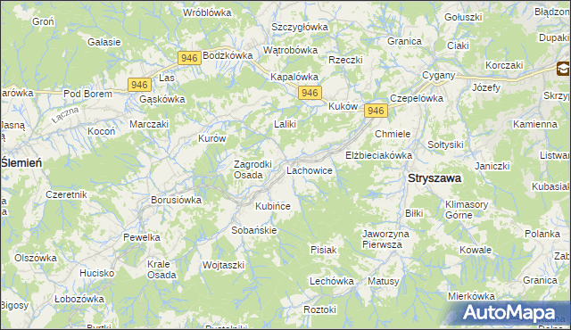 mapa Lachowice, Lachowice na mapie Targeo