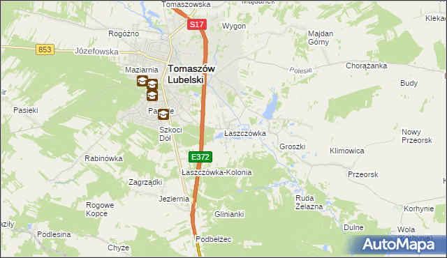 mapa Łaszczówka, Łaszczówka na mapie Targeo