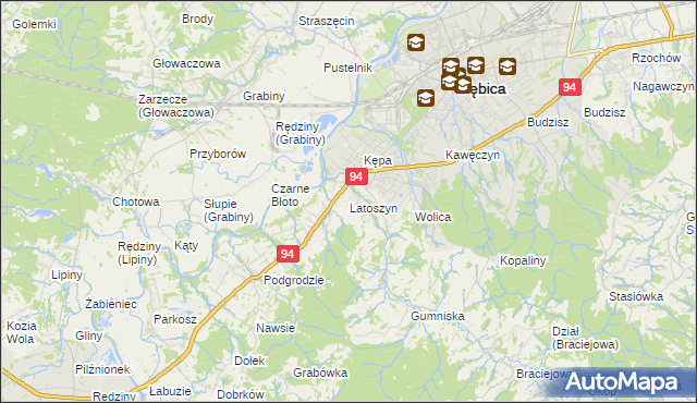 mapa Latoszyn, Latoszyn na mapie Targeo