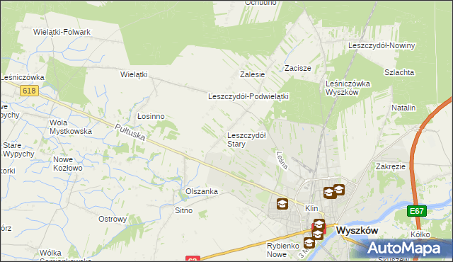 mapa Leszczydół Stary, Leszczydół Stary na mapie Targeo