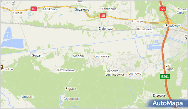 mapa Łochowice gmina Białe Błota, Łochowice gmina Białe Błota na mapie Targeo