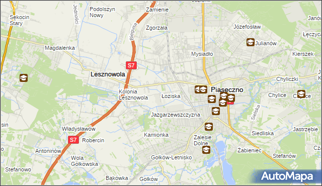 mapa Łoziska, Łoziska na mapie Targeo