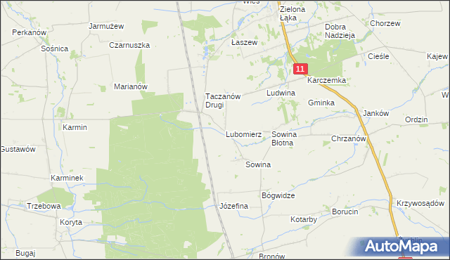 mapa Lubomierz gmina Pleszew, Lubomierz gmina Pleszew na mapie Targeo