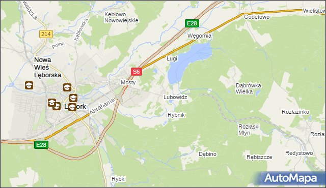 mapa Lubowidz gmina Nowa Wieś Lęborska, Lubowidz gmina Nowa Wieś Lęborska na mapie Targeo