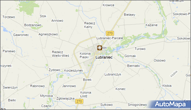 mapa Lubraniec, Lubraniec na mapie Targeo