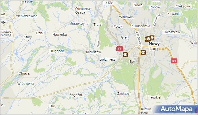 mapa Ludźmierz, Ludźmierz na mapie Targeo