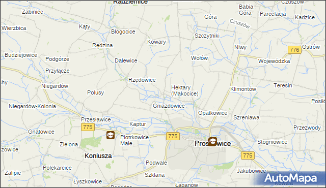 mapa Makocice, Makocice na mapie Targeo