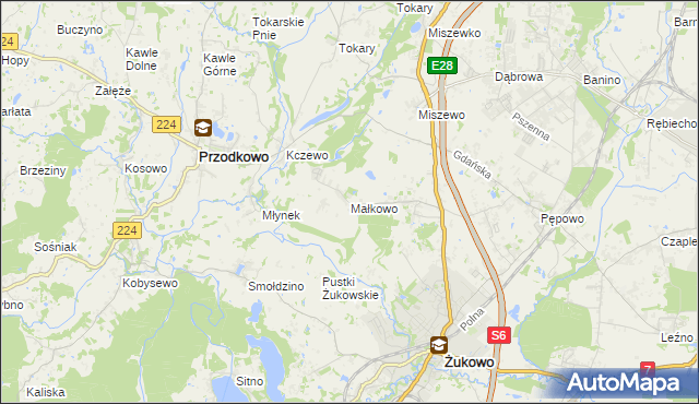 mapa Małkowo, Małkowo na mapie Targeo