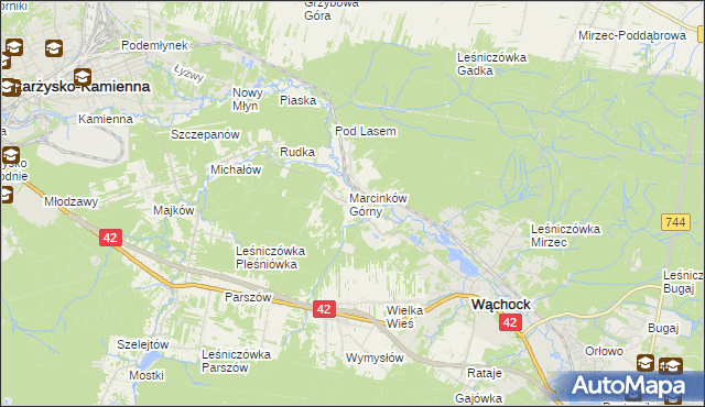 mapa Marcinków gmina Wąchock, Marcinków gmina Wąchock na mapie Targeo