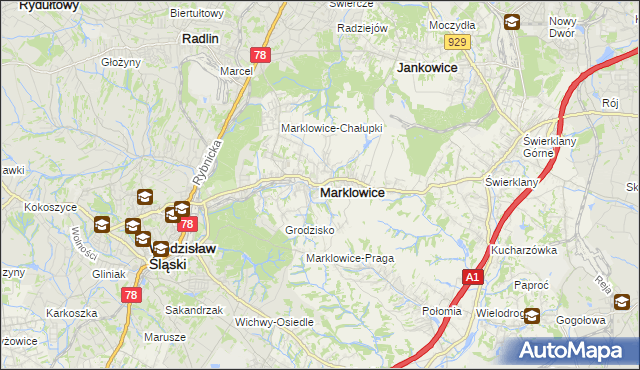 mapa Marklowice, Marklowice na mapie Targeo